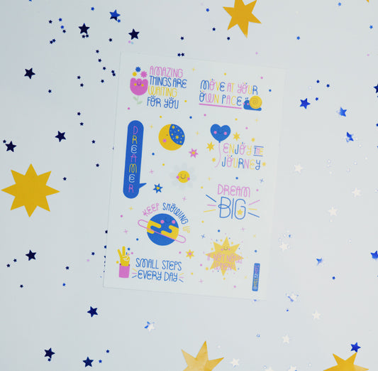 A5 English - Decorative Stickers Sheet for Dreamers